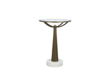 Delgado - Accent Table - Antique Brass / White Marble