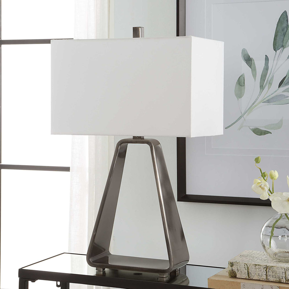 Halo - Modern Open Table Lamp - Gray