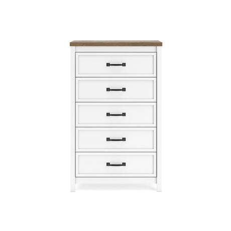 Kerisden - Five Drawer Chest - White / Brown