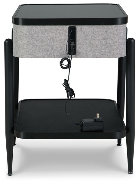 Jorvalee - Gray / Black - Accent Table with Speaker
