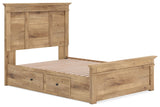 Makidern - Panel Storage Bed With 2 Under Bed Storage Units