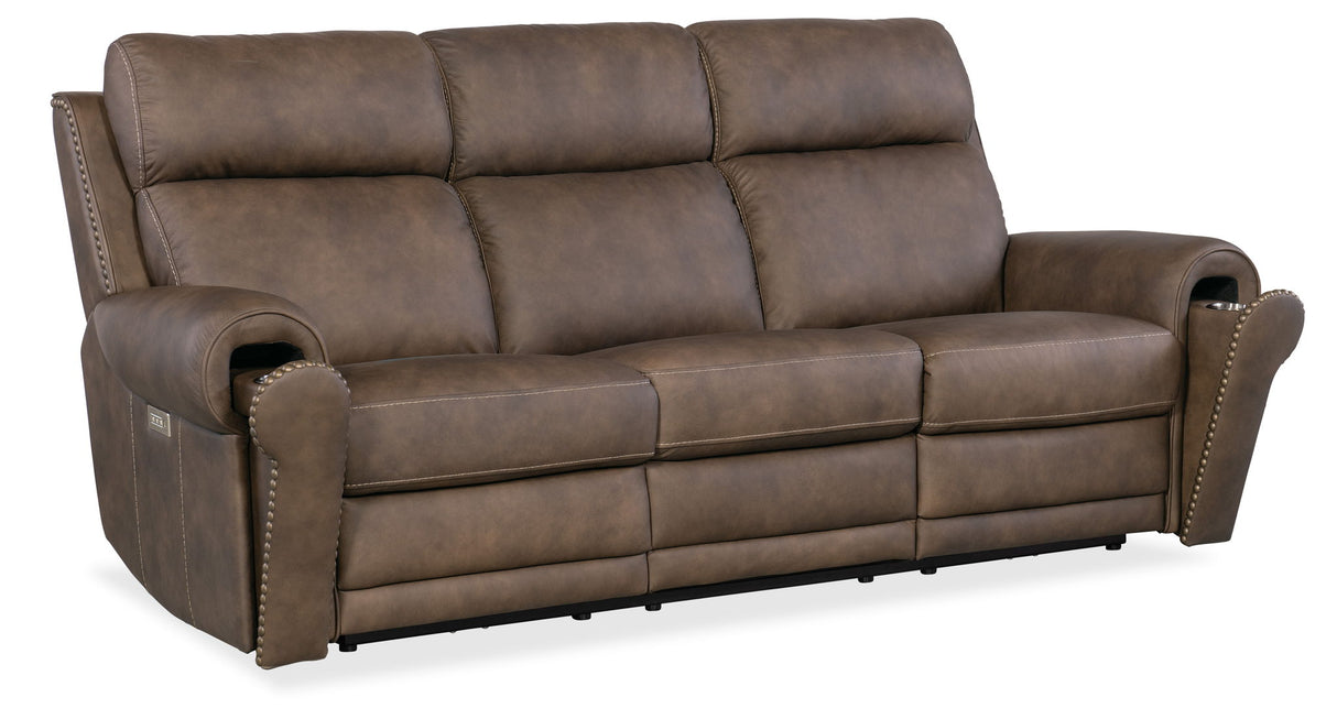 SS - Duncan Power Sofa With Power Headrest & Lumbar - Dark Brown