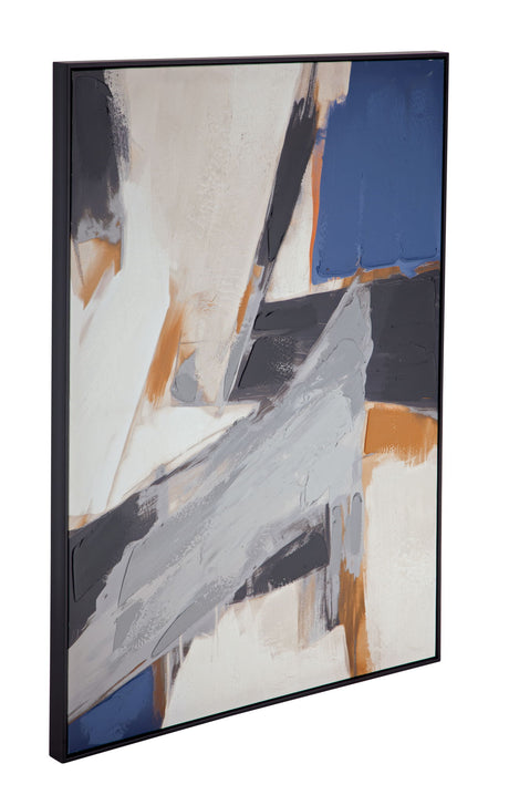 Denisa I Framed Canvas - Beige / Blue