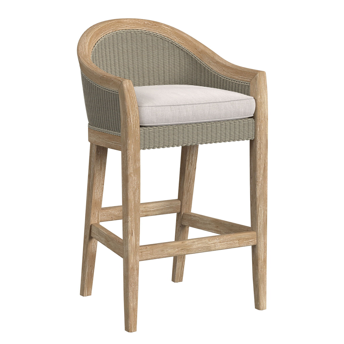 Cambria - Barstool In Canvas With Selt Welt - Coastal Teak / Latte Wicker