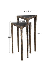 Samiria - Triangular Accent Tables, Set Of 2 - Black & Brown, Dark