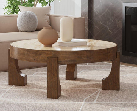 Canyon - Cocktail Table - Espresso / Travertine