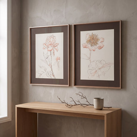 Sketchbook Blooms Blossom Framed Print - Peach / Black / Brown