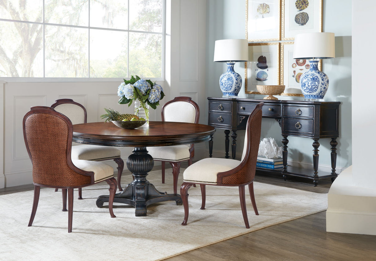 Charleston - Round Pedestal Dining Table With 1-20in leaf - Dark Brown