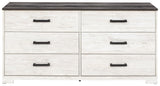 Shawburn - Six Drawer Dresser - Pewter-tone pulls - White / Black / Gray