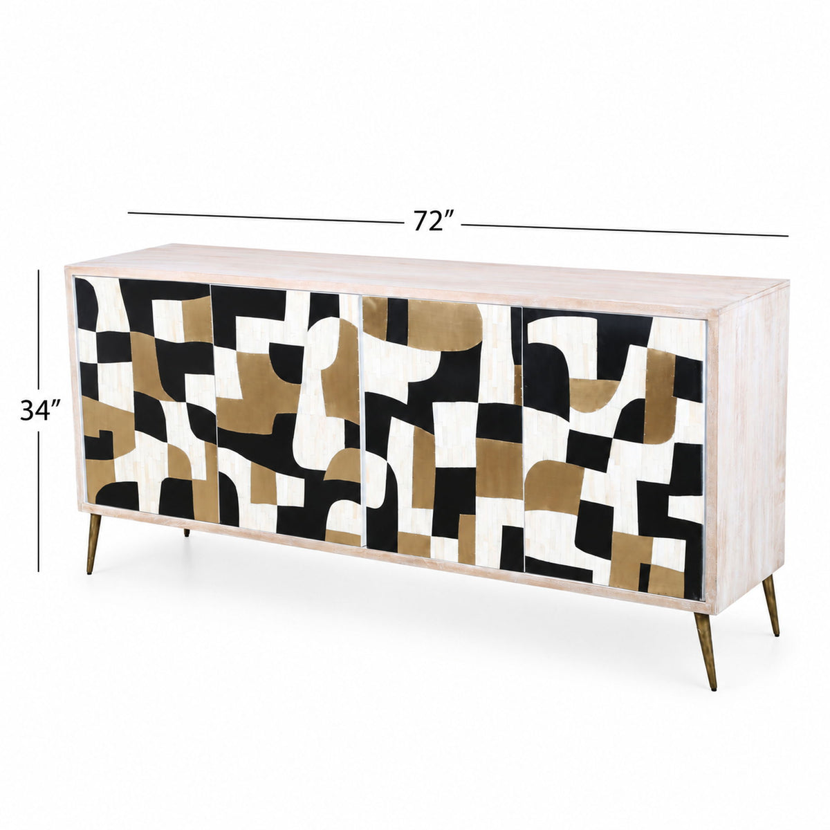 Xander - Server - White Wash Mango / Mosaic Ivory / Brass / Ebony