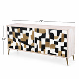 Xander - Server - White Wash Mango / Mosaic Ivory / Brass / Ebony