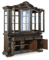 Maylee - 11 Pc. - Dining Extension Table, 4 Side Chairs, 2 Arm Chairs, Storage Bench, Buffet And Hutch - Dark Brown