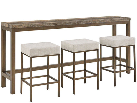 Montclair - Brindle Console With 3 Stools - Light Brown / Beige