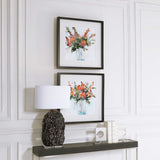 Fresh Flowers - Watercolor Prints, Set Of 2 - Beige
