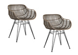 Ryanne - Arm Dining Chair (Set of 2) - Dark Rattan / Black