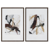 Burgundy Interjection - Abstract Prints, Set Of 2 - Brown, Dark