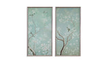Birds And Flowers Framed Print (Set of 2) - Light Blue