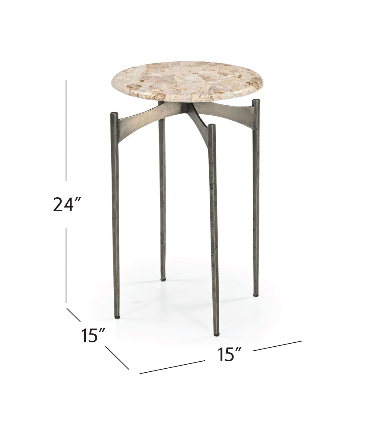 Thea - Accent Table - Italian Crema Marble / Nickel Iron