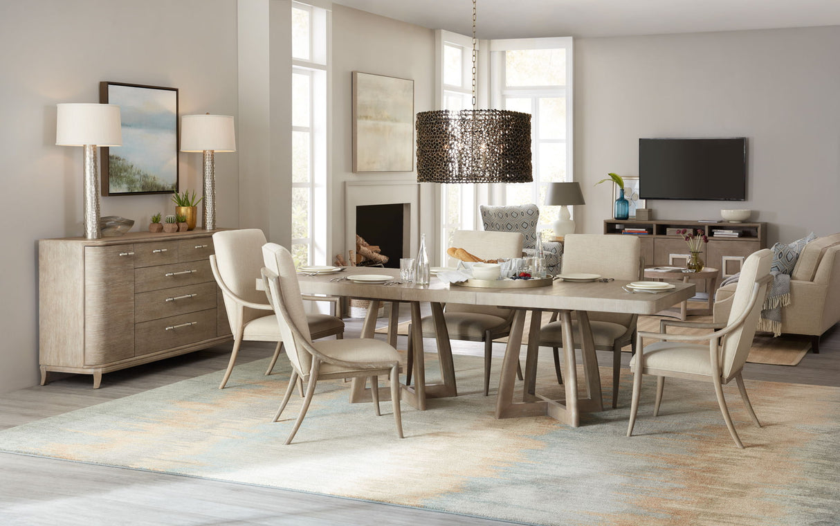 Affinity - 78" Rectangle Pedestal Dining Table With 2-18" Leaves - Gray