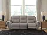 Real Moments - Power Reclining Sofa With Audio Seating - Ash
