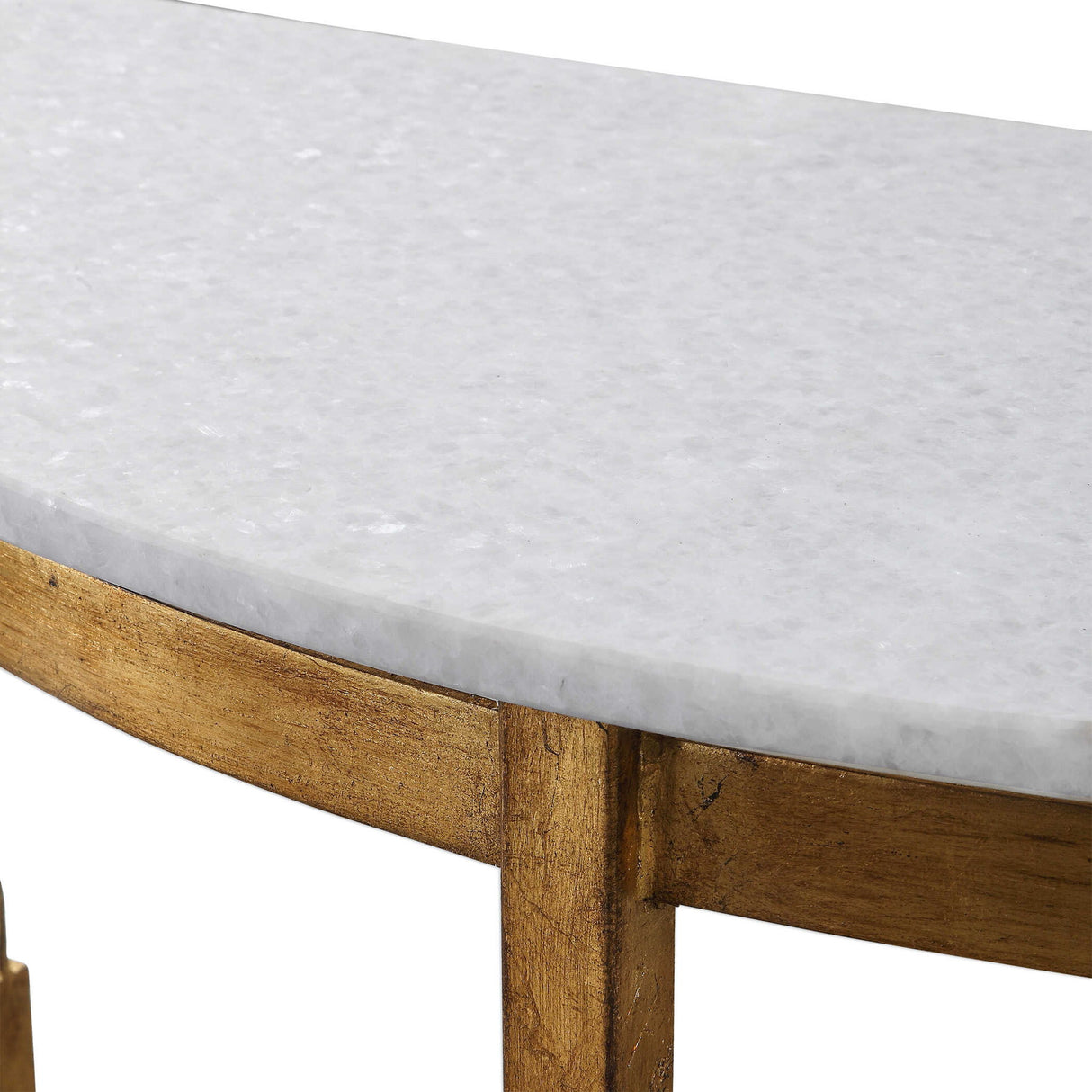 Imelda - Demilune Console Table - Gold & White