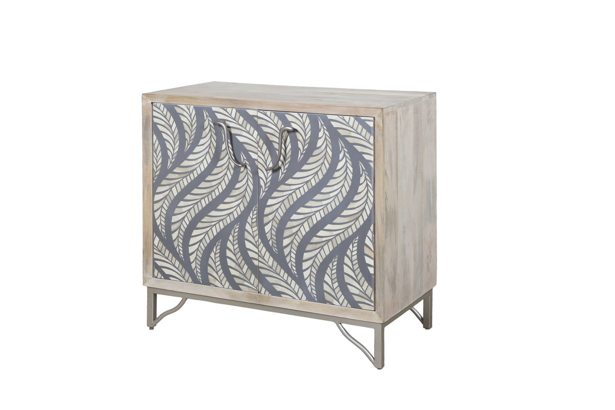 Leia - Bar Cabinet - White Mango / Ivory Bone / Gray
