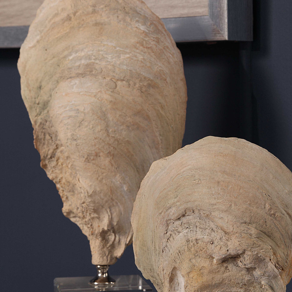 Oyster - Shell Sculptures, Set Of 2 - Beige