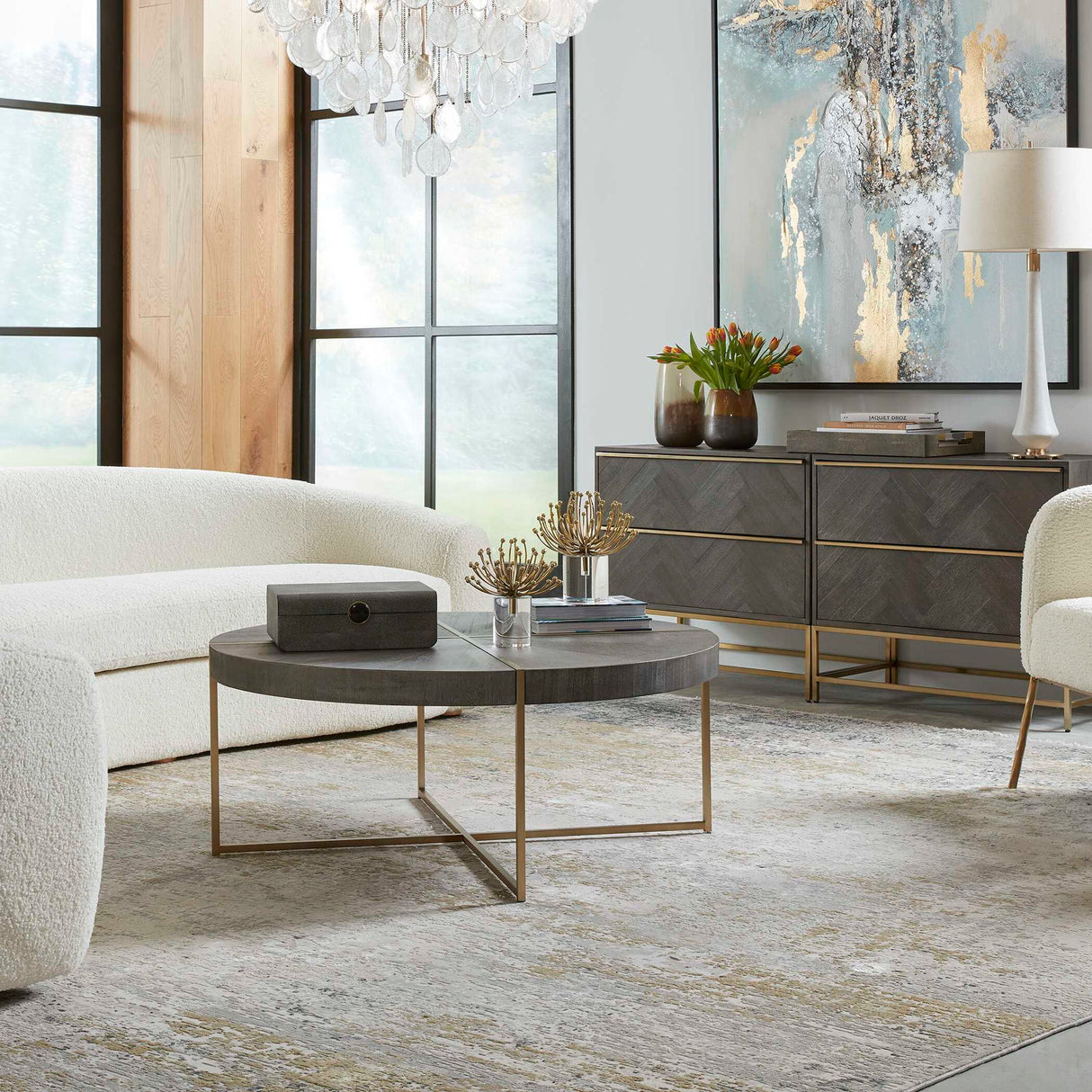 Taja - Round Coffee Table - Brown, Dark