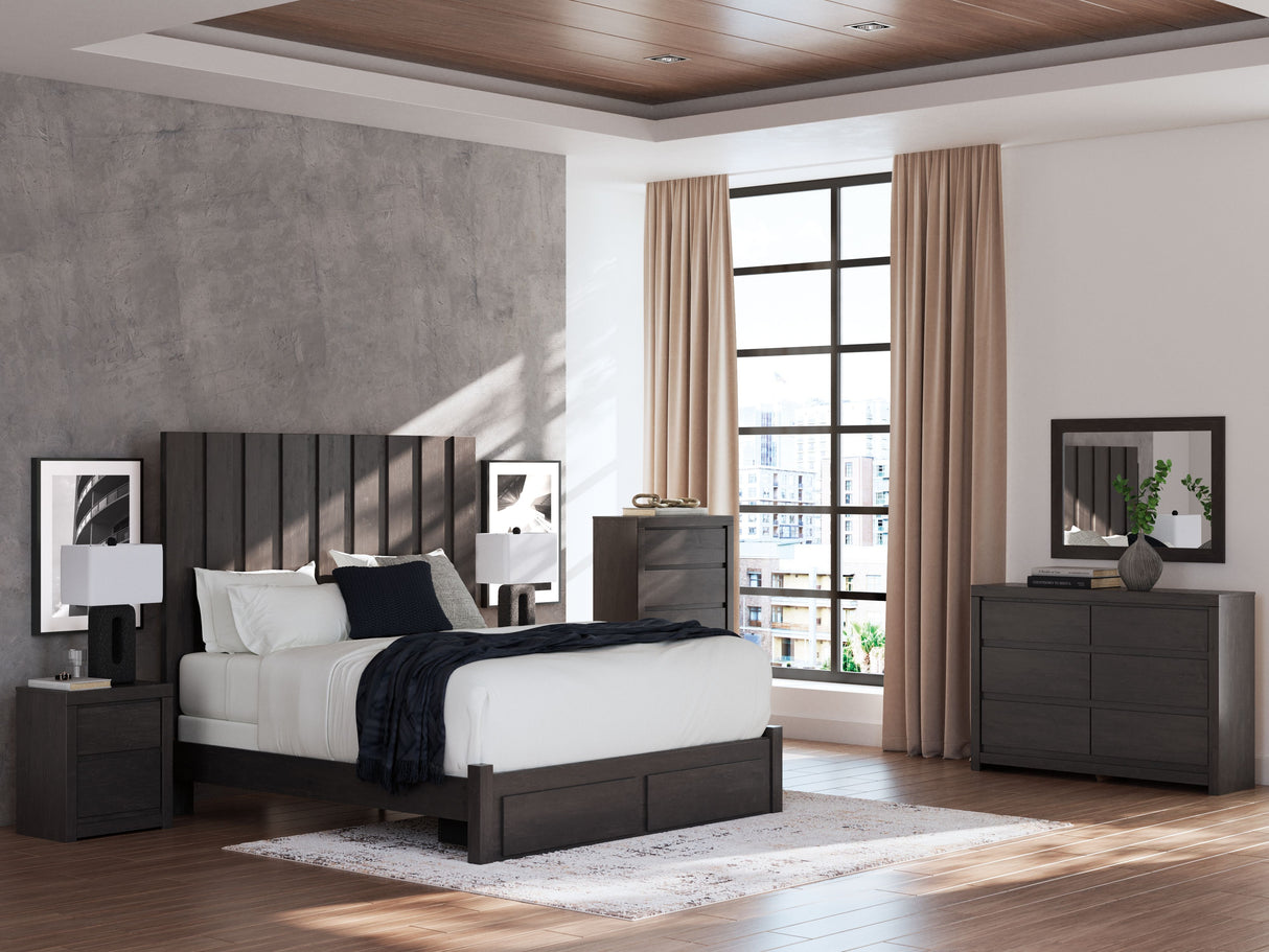 Fraluna - Two Drawer Night Stand - Charcoal