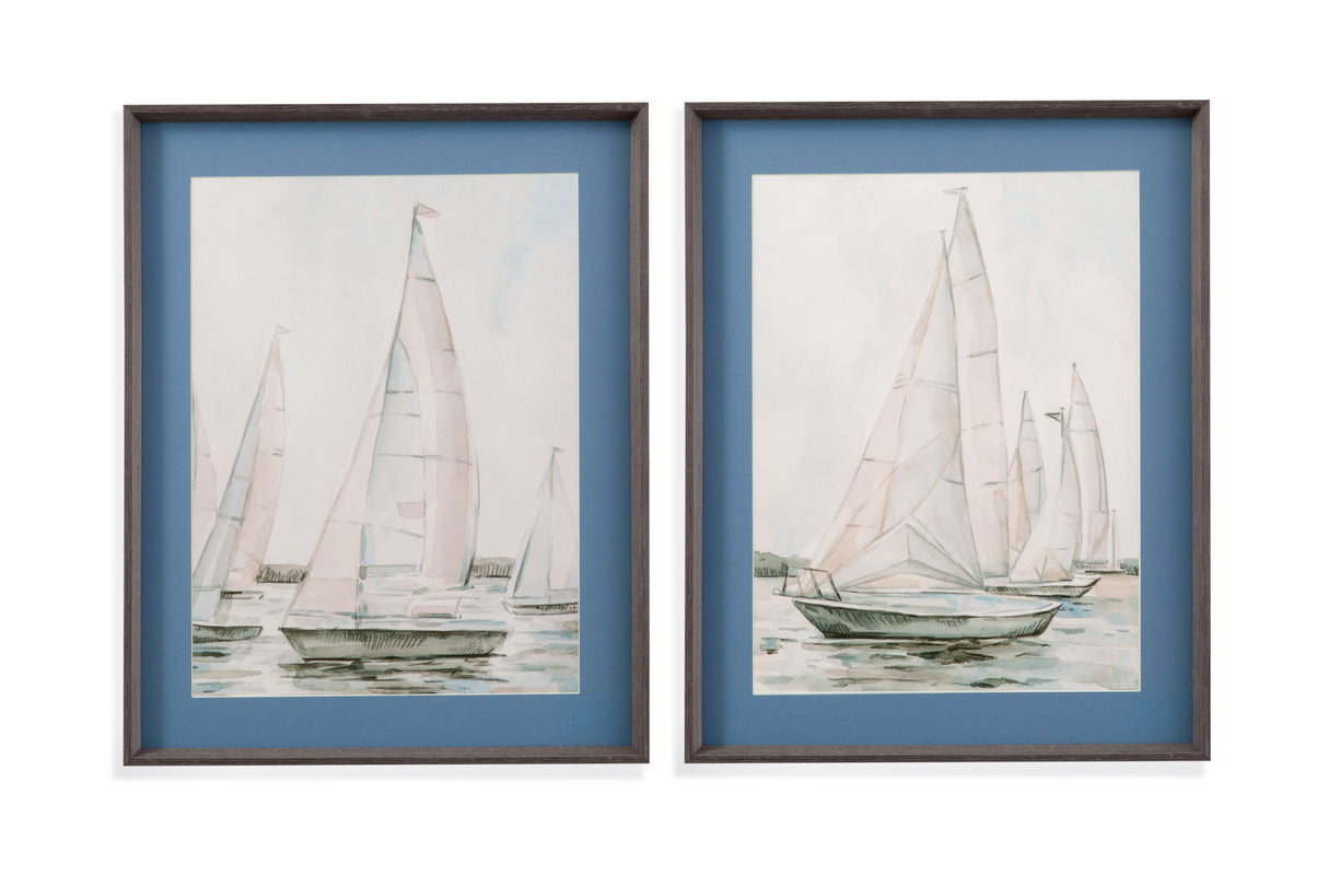 Sail Scribble I Framed Print - Blue