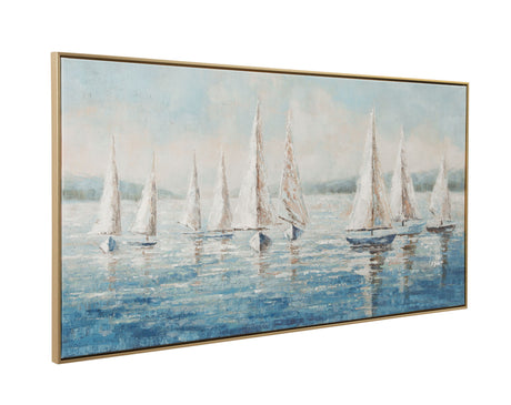 Sailing Day Framed Canvas - Blue