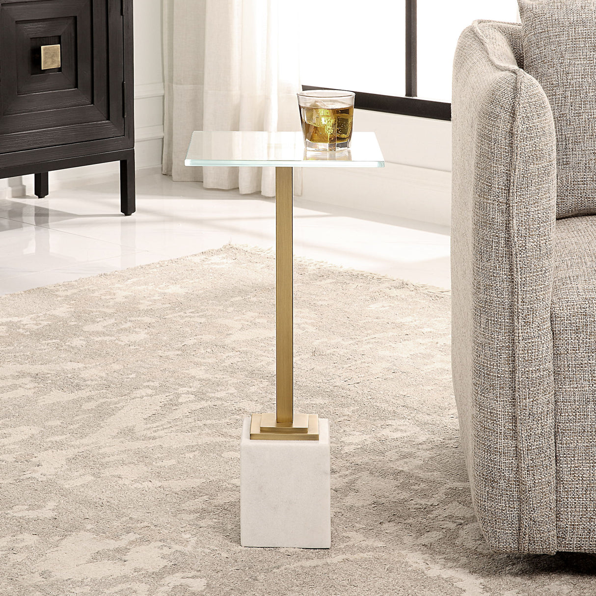 Martini Table - Brushed Brass & White