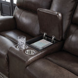 Crossplex - Smoke - Power Reclining Loveseat / Console / Adjustable Headrest