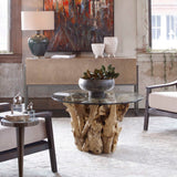 Driftwood - Glass Top Cocktail Table - Light Brown