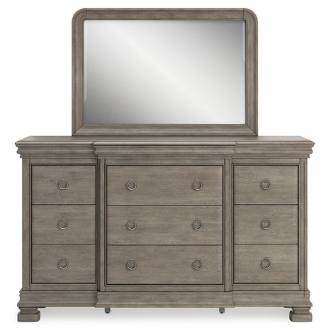 Lexorne - Dresser And Mirror - Gray