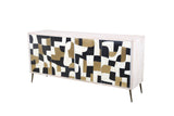 Xander - Server - White Wash Mango / Mosaic Ivory / Brass / Ebony