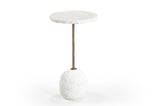 Aeirith - Accent Table - Natural Edge White Marble / Antique Brass