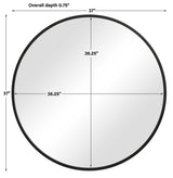 Contemporary Round Mirror - Black Matte