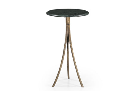 Milo - Accent Table - Antique Brass / Green Marble