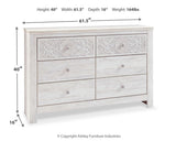 Paxberry - Six Drawer Dresser - Medallion Drawer Pulls - Whitewash
