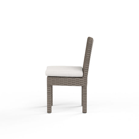 Coronado - Armless Dining Chair, With Self Welt - Canvas Flax / Dark Brown