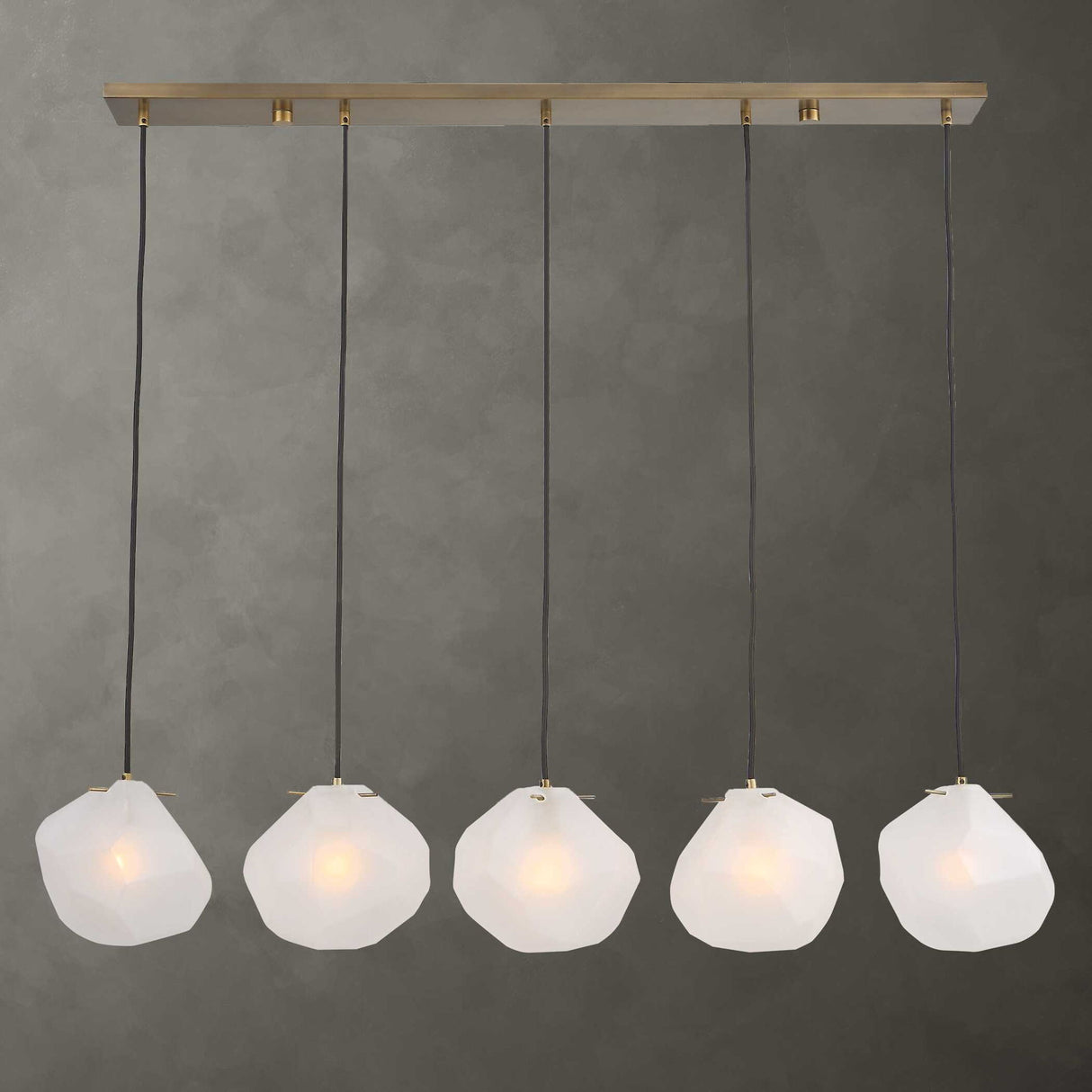 Geodesic - 5 Light Linear Pendant - White