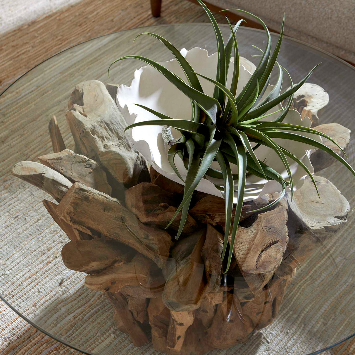 Driftwood - Glass Top Cocktail Table - Light Brown