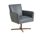 Barclay Butera Upholstery - Brooks Leather Swivel Chair - Dark Gray