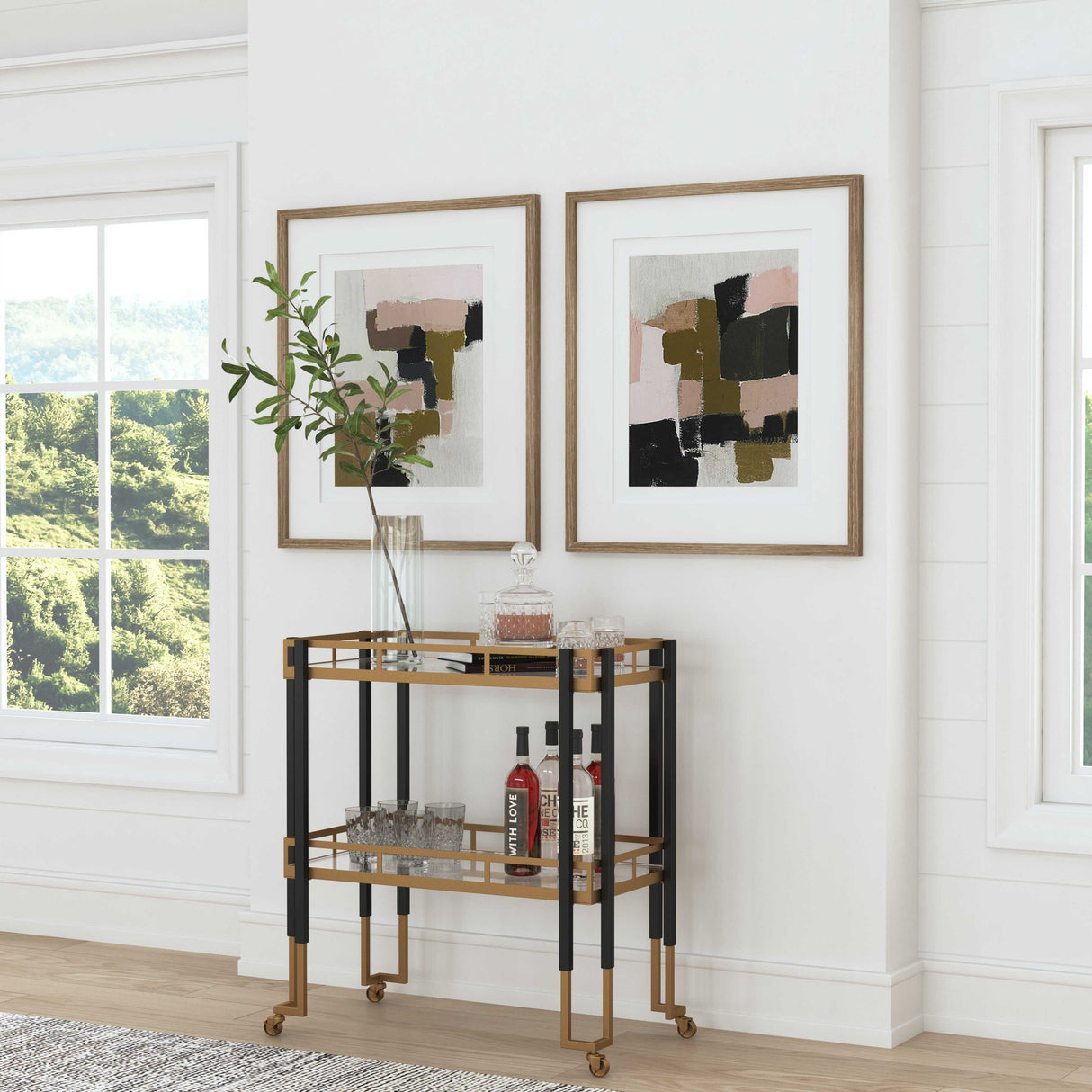 Color Block - Framed Prints, Set Of 2 - Light Brown
