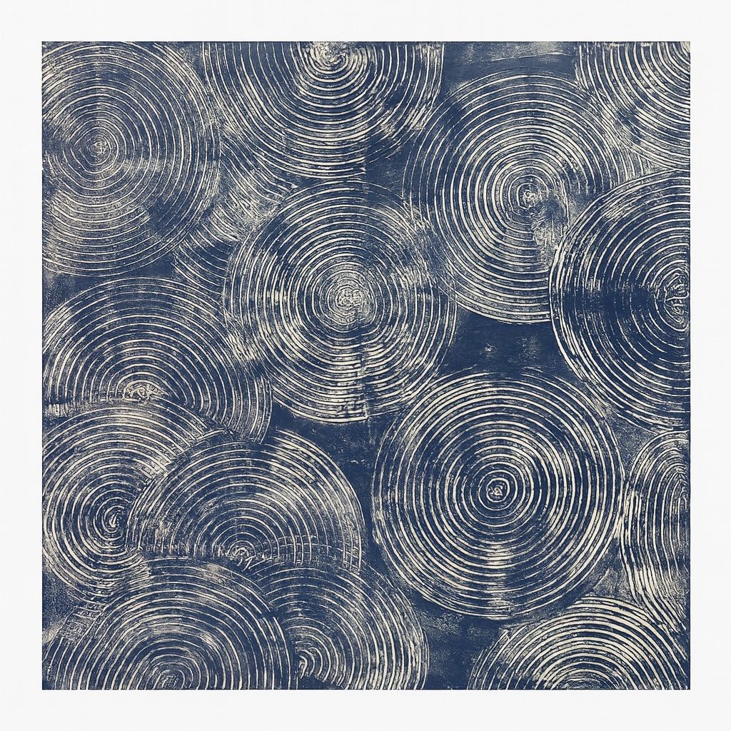 Framed Canvas Indigo Spiral - Gallery Wrapped