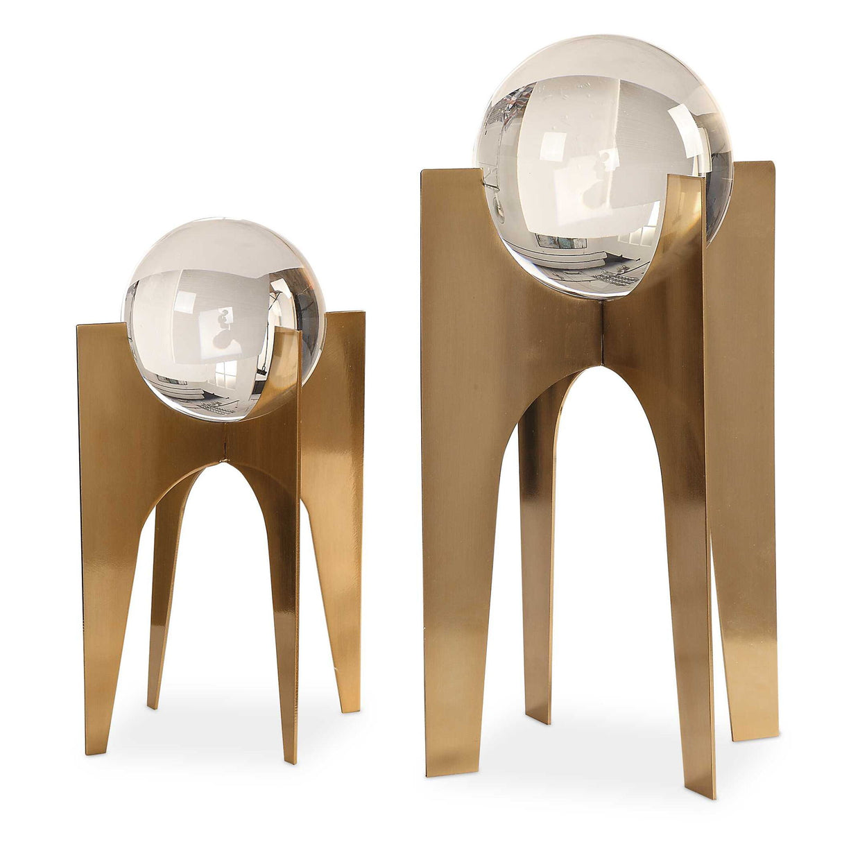 Ellianna - Crystal Spheres, Set Of 2 - Gold