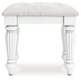 Kozlani - Vanity Upholstered Stool - White