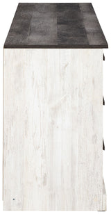 Shawburn - Six Drawer Dresser - Pewter-tone pulls - White / Black / Gray