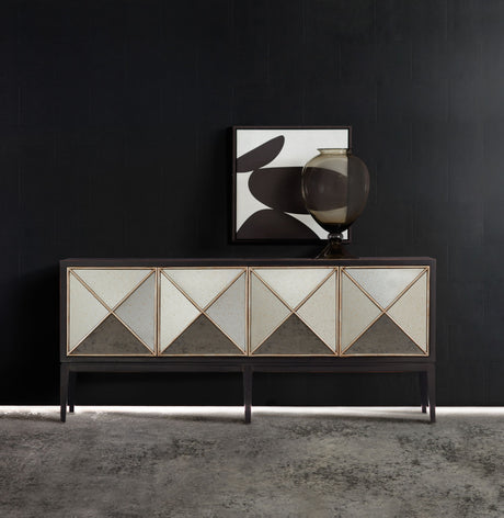 Melange - Jova Four-Door Credenza - Pearl Silver